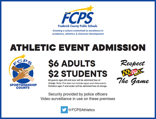 FCPS Athletic Event Admission sign
